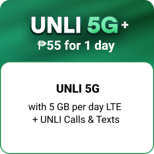 UNLI 5G+ w/ 5 GB/day 55